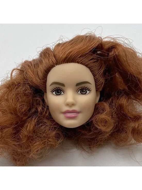 Barbie Head Only- Red Curly Hair  Brown Eyes For OOAK B19