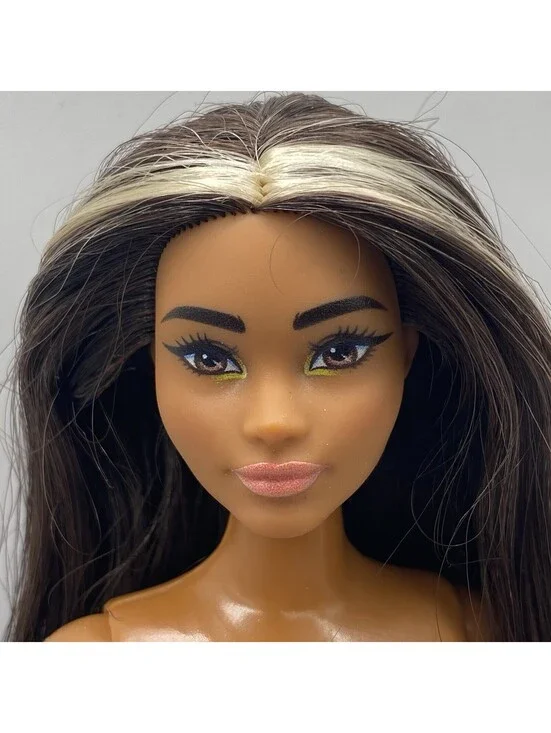 Nude Barbie Fashionistas Doll 179 Curvy Long Highlighted Hair B19