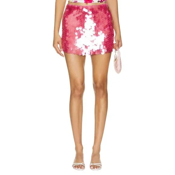 CIN CIN Angelfish Beaded Skirt in Dahlia X-Small New Womens Embellished Mini