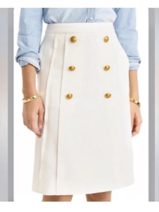 J.Crew NWT Women's Cream Double-Breasted Button Skirt