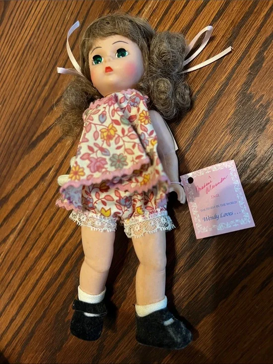 Madame Alexander Doll in Pink Floral Outfit with Brown Hair and Black Shoes
