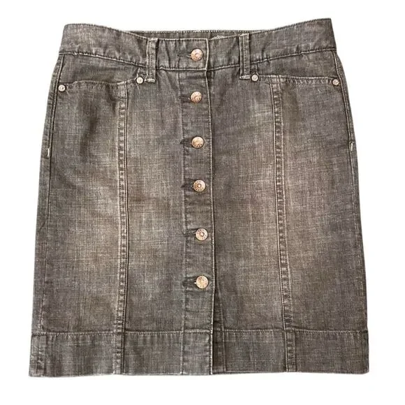 GAP 1969 Limited Edition Straight Denim Skirt Botton Front Black Wash Size 2