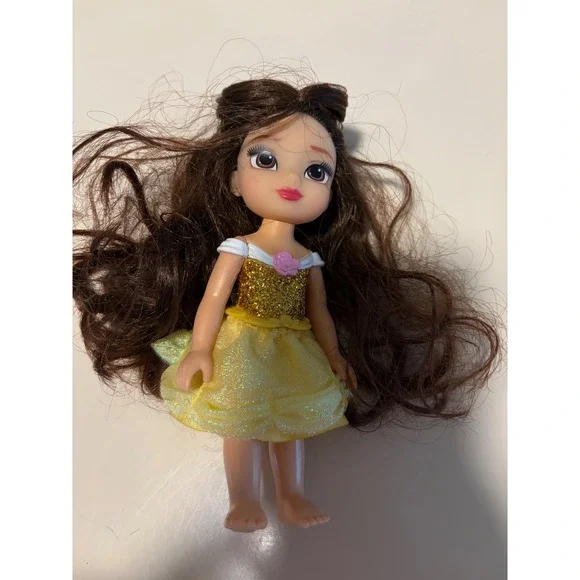 Disney Princess Belle Petite Doll Beauty and the Beast Yellow Glitter Dress 6