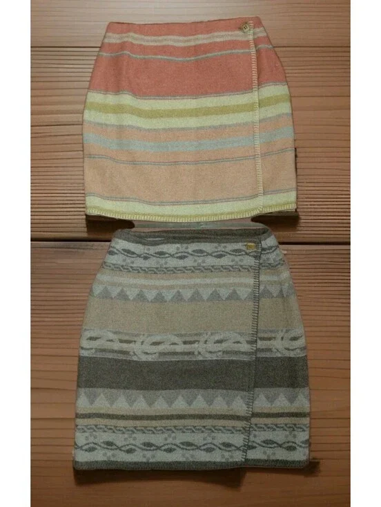 VTG Italian Wool Blend Wrap Skirt Lot 2 Boho Southwestern Blanket Cottagecore 11