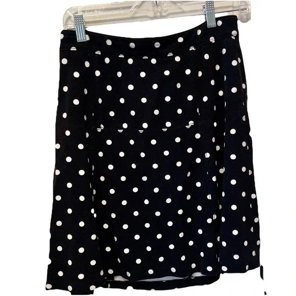 Ann Taylor‎ Black White  Polka Dot Stretch Knit Skater Skirt Size 6