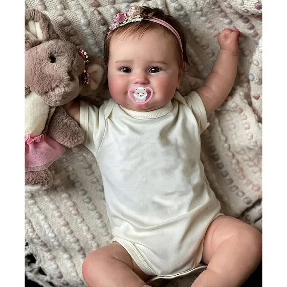 20 Inches Real Baby Size Rooted Hair Lifelike Smiling Reborn Baby Doll