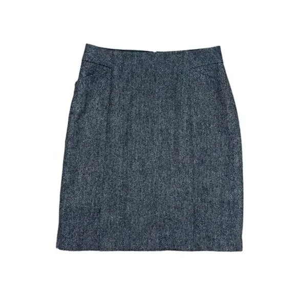Boden Skirt Women’s Size 6 US Long Grey Black Chevron Wool British Tweed by Moon