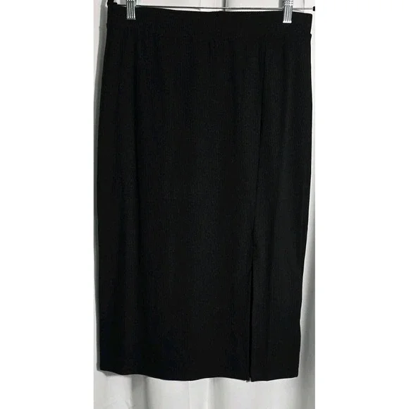 The Drop Women's  Slim Side-Slit Long Sweater Skirt Black Size Large‎