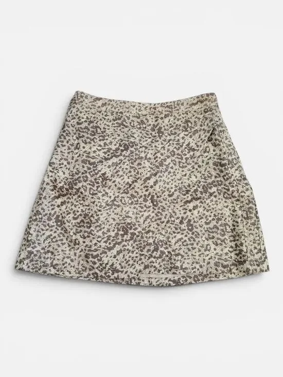 Free People NWT Fake Out Faux Leather Mob Wife Animal Print Mini Skirt