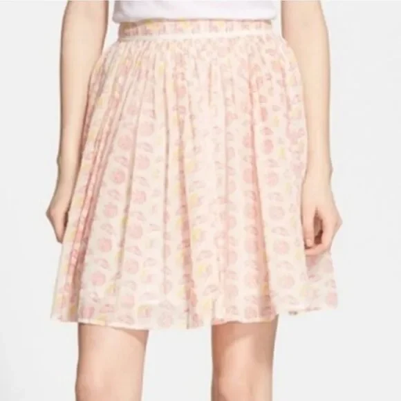 Joie Sachs B Pink Lemonade Lemon Grapefruit Summer Light Cotton Mini Skirt‎ Sm