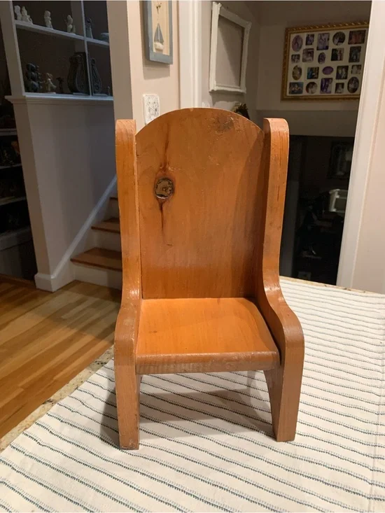 Vintage Classic Wooden Doll Chair in Natural Brown