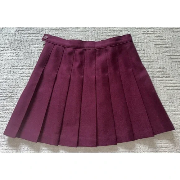 American Apparel Pleated Tennis Mini Skirt M Burgundy Preppy USA Y2K Casual Red