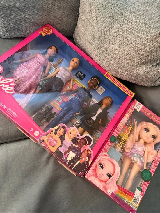 Barbie Careers Women in Film Set of 4 Dolls & Accessories + Rainbow High Doll