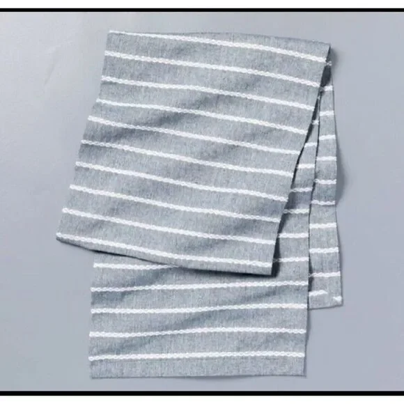 Hearth & Hand™ with Magnolia Blue Stripe Table Runner Dobby Woven Faded Blue New