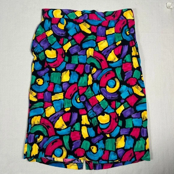VTG Maggie Lawrence Skirt Womens 10 Multicolor Abstract Midi USA
