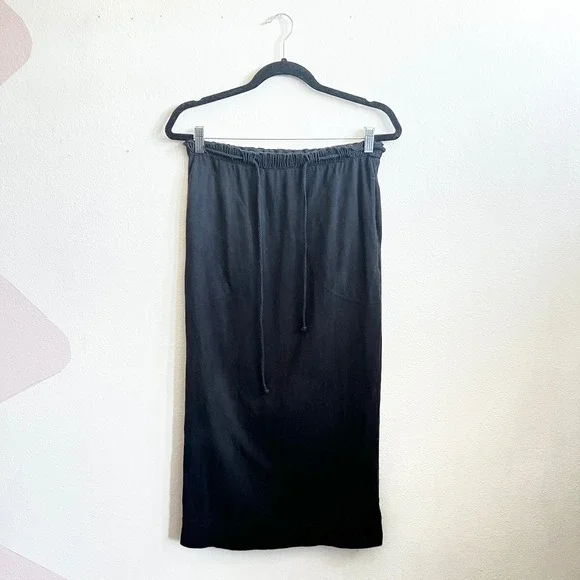 Free People Beach Midi‎ Skirt Boho Bohemian Baggy Vacation Black XS