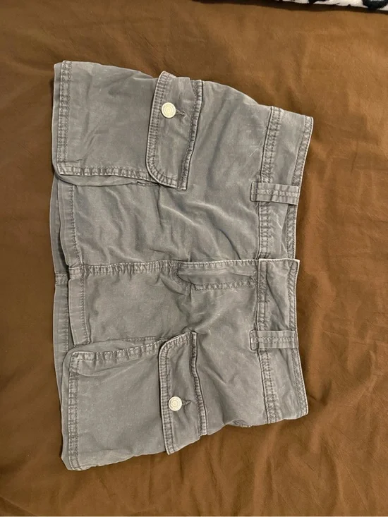 Garage Light Gray Mini Skirt with Cargo Detail