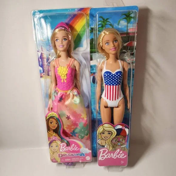 NEW Barbie Dolls Toy Bundle Dreamtopia Beach USA Flag Swimsuit Easter Basket