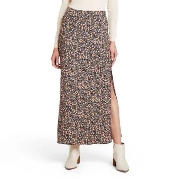 Nili Lotan x Target Floral Skirt Maxi Side Slit Women's Small‎