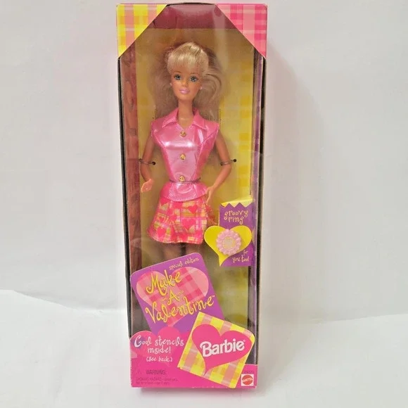 1998 Barbie Make A Valentine Doll NRFB Mattel Blonde Valentine Gift Pink Outfit