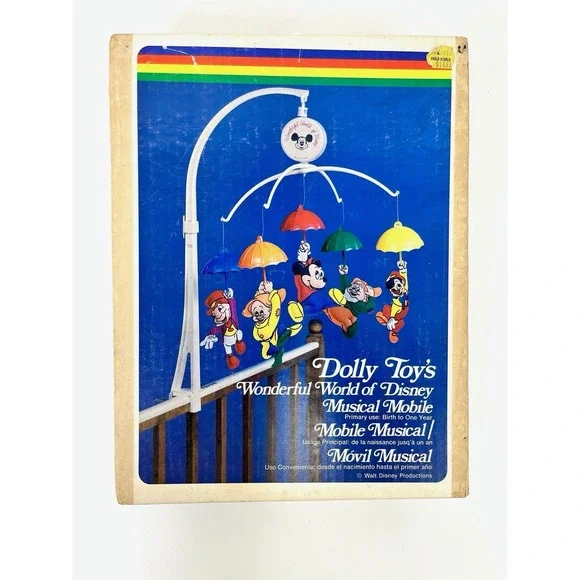 Vtg 1970s Dolly Toy Disney Musical Baby Nursery Mobile Mickey Mouse  Box WORKS