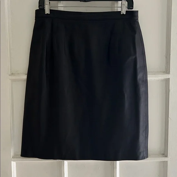 Saks Fifth Avenue Dark Leather Skirt, made in Italy, excellent condition