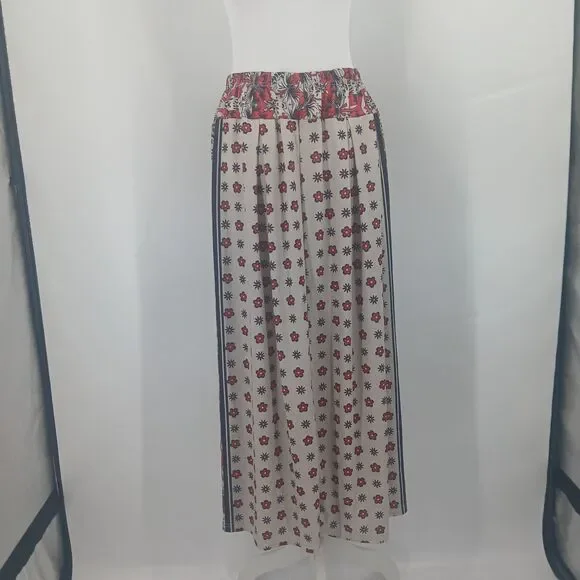 womans metrowear size large maxi skirt red and cream floral paisley teacher