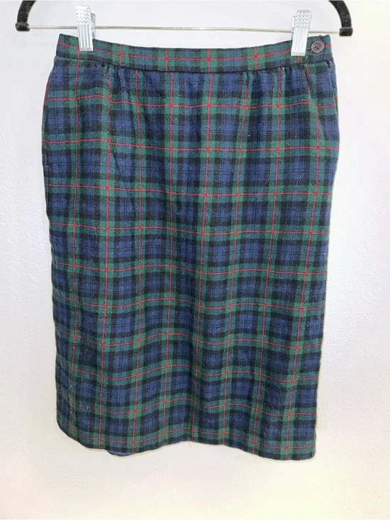 Vintage authentic Argyle Tartan Pendleton Plaid 100% virgin Wool Pencil Skirt 8