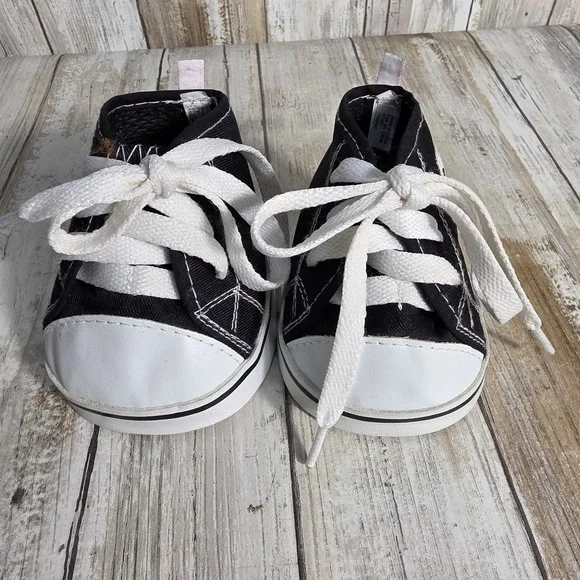 Build-A-Bear Workshop Black Canvas High Top Sneakers Plush Toy Shoes B-A-B Logo