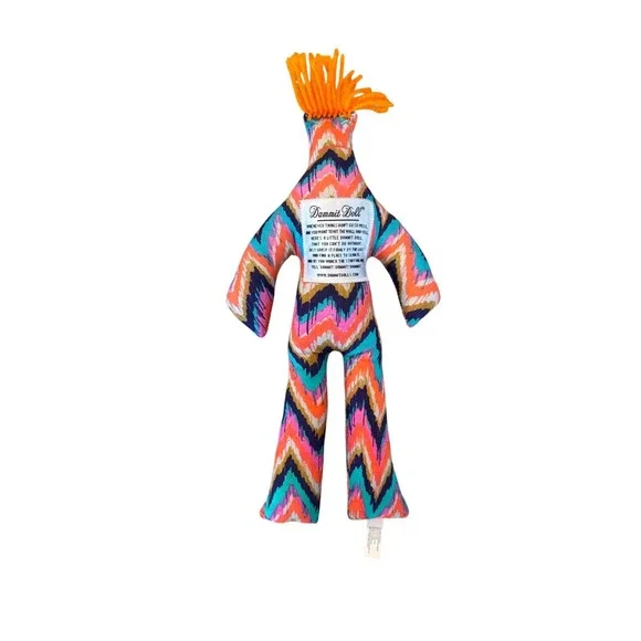 Dammit Doll Stress Relief Toy Funky Zig Zag Pattern‎ Orange Hair
