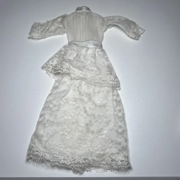 Vintage‎ Barbie Doll Style White Lace Wedding Dress 1960s or 1970s