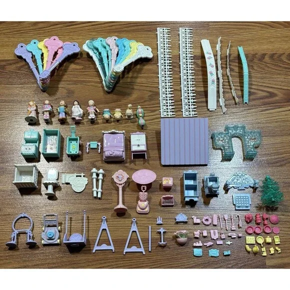 Huge Lot of Vintage Fisher Price Precious Places Figures, Accessories, Keys, Etc