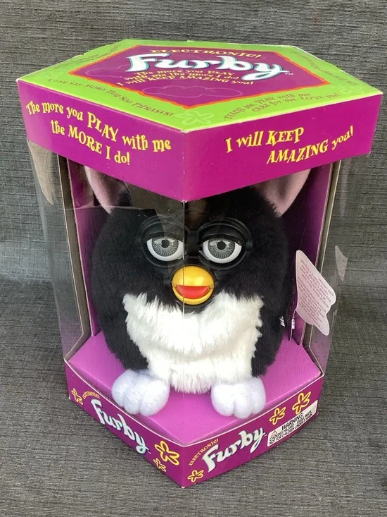 1998 Furby Tiger Electronics Black White Tuxedo Model 70-800 Vintage