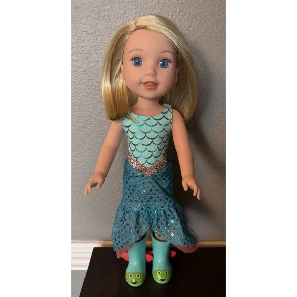 American Girl WellieWishers Camille Doll Mermaid Outfit Boots 14.5