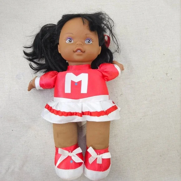 Lovee Doll Cheerleader Plush Doll Kids 14.5in Red White M Uniform Vintage T246