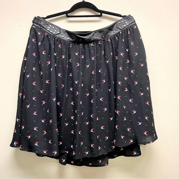 NWT TORRID Hummingbird studded chiffon swing Pleated western skirt 14