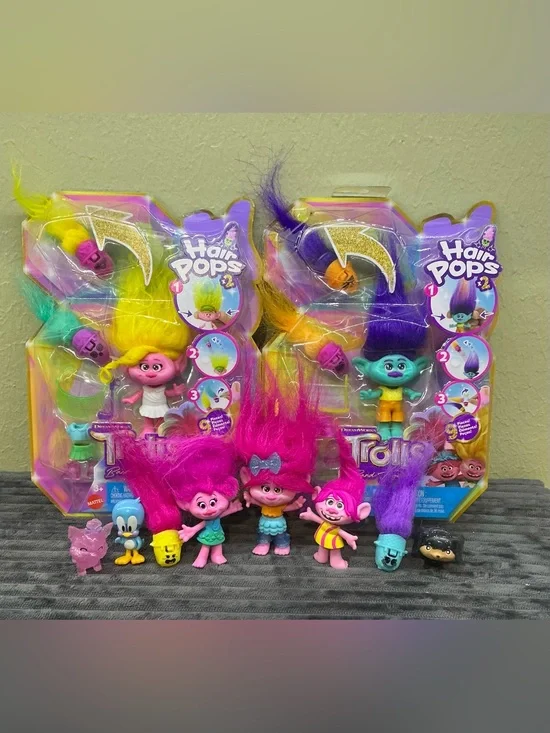 Mattel Dreamworks Trolls Band Together Hair Pops Sm Doll Lot Viva Branch Poppy
