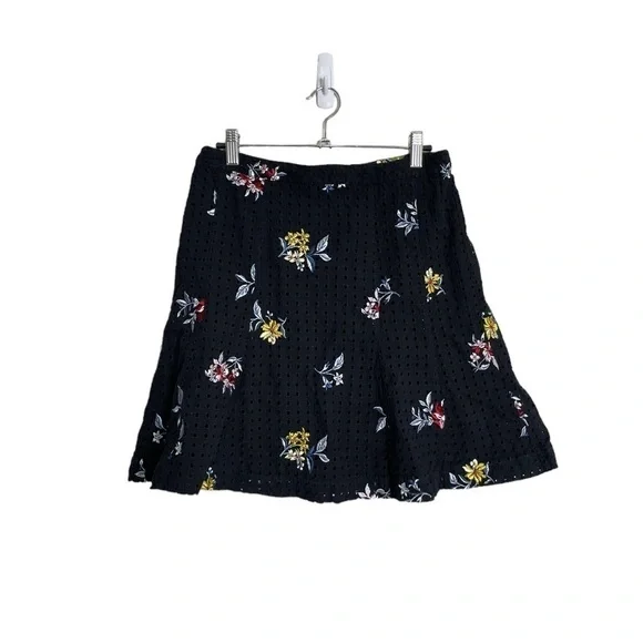 Ann Taylor Floral Black Flounce Skirt 4