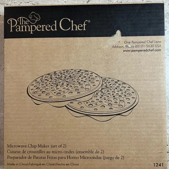 New in Box Pampered Chef Microwave Chip Maker Set of Two