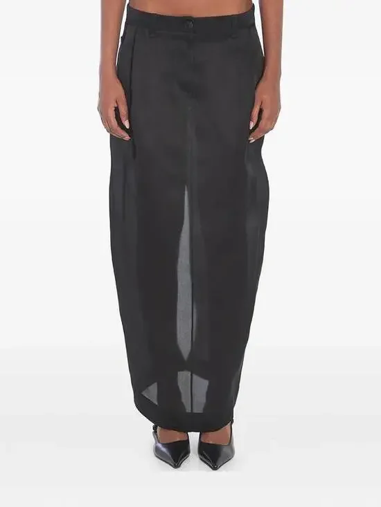 Sold@@Runway Pleated Silk Organza Maxi Skirt in Black 6