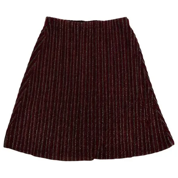 ECI Multicolored Metallic Striped Midi Skirt (L)