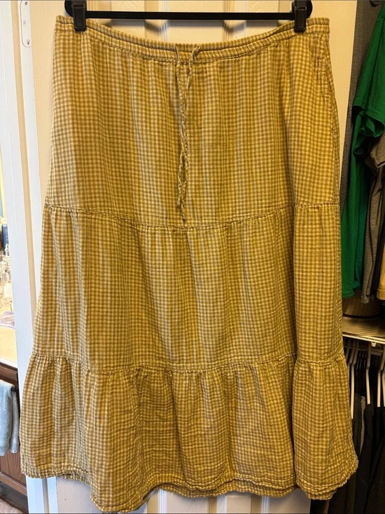 Pact Coastal Double Gauze Organic Cotton Tiered Maxi Skirt XXL