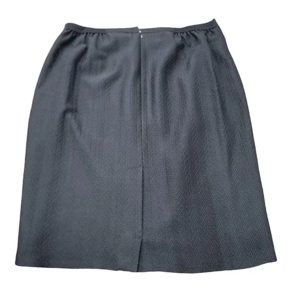 Linda Allard Ellen Tracy Black Gray Skirt LINED size 22 Herringbone