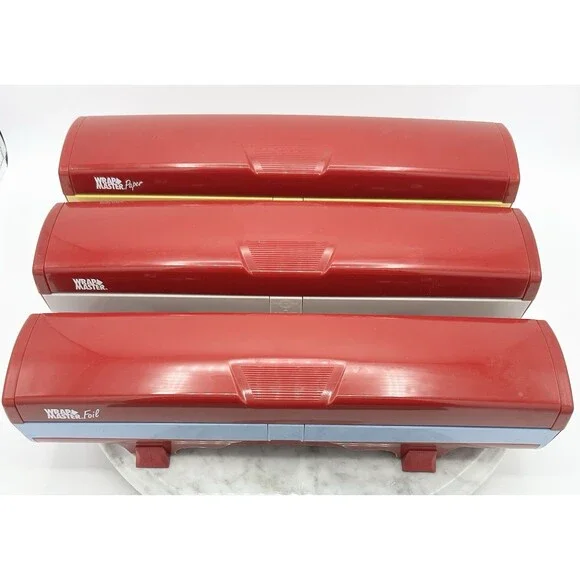 WrapMaster Plastic Wrap Paper Foil Dispensers Lot/Set of 3 GUC! RED