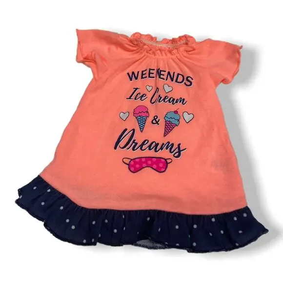 Girl Dollie & Me Weekends Ice Cream & Dreams American Nightgown Doll Gown‎