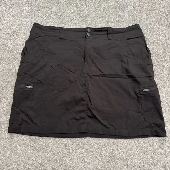 L.L. Bean Cargo Mini Skort Skirt Womens 14 Regular Black Nylon Outdoor Camping