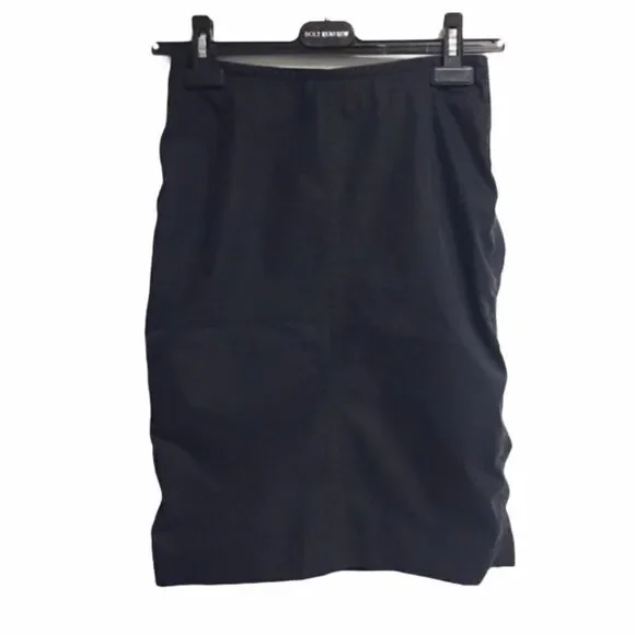 CLUB MONACO Black Lightweight Knee Length Pencil Skirt Side Ruching 0