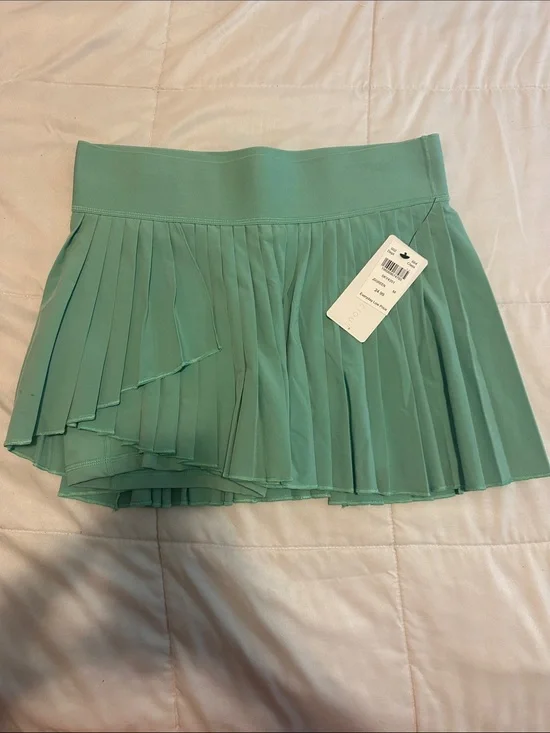 Pleated A-Line Mini Skirt in Mint Green