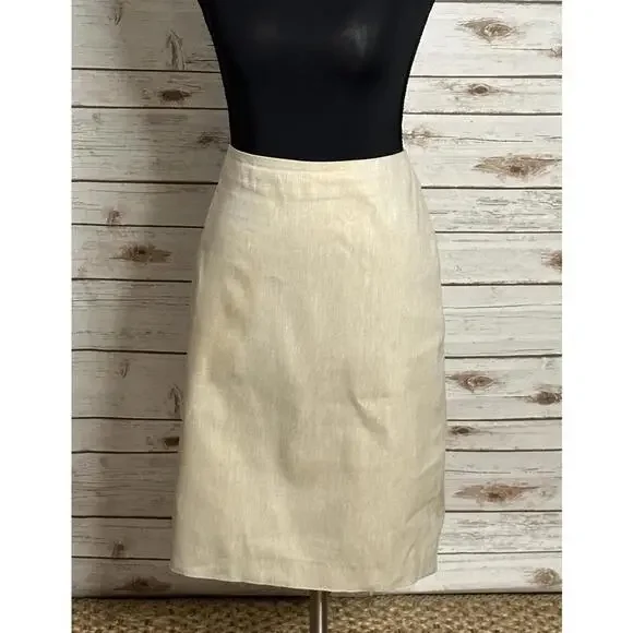 Ann Taylor classic tailored corpcore beige linen/cotton pencil skirt Size 4
