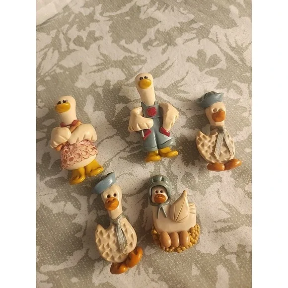 Vtg 5 Lot Grandma Refrigerator Magnet Country 3D Ducks‎ Heart Tugs Hand Made USA
